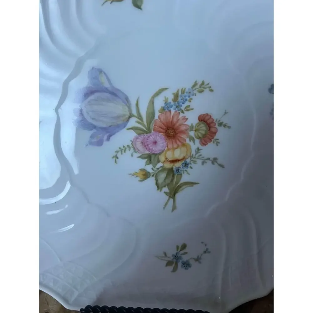 12” floral hand painted tray